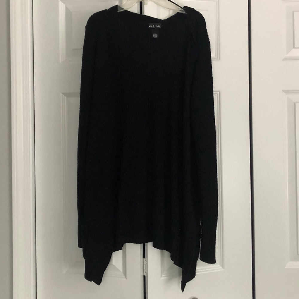 Black longline cardigan